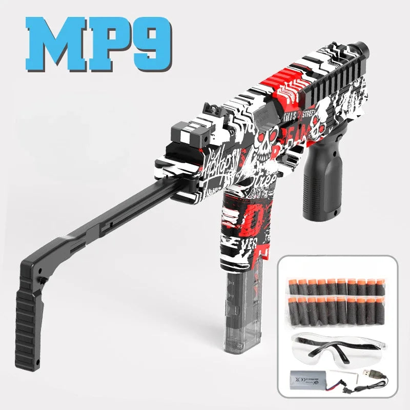MP9 Toy Gun Electric Foam Dart Blaster Gun Soft Bullet Submachine Guns Automatic Armas For Adults Boys Children Outdoor Games