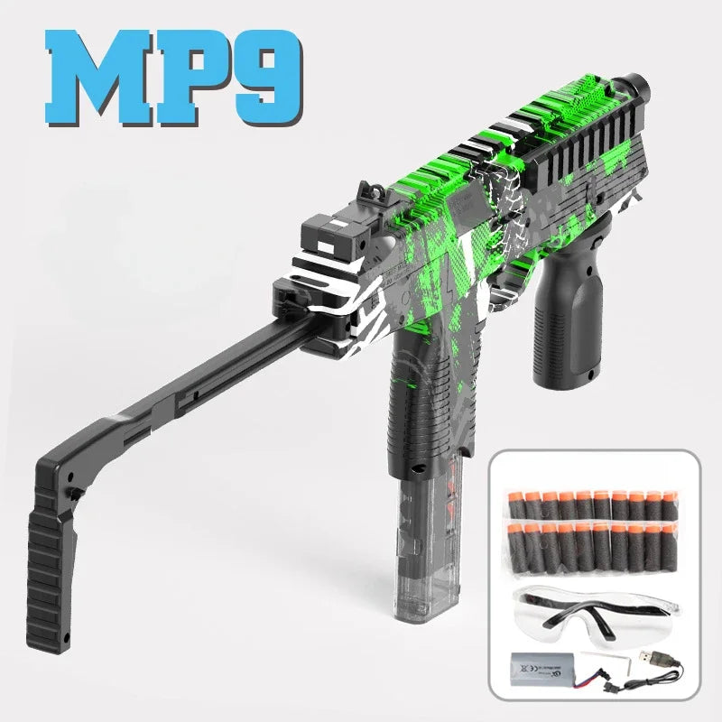 MP9 Toy Gun Electric Foam Dart Blaster Gun Soft Bullet Submachine Guns Automatic Armas For Adults Boys Children Outdoor Games
