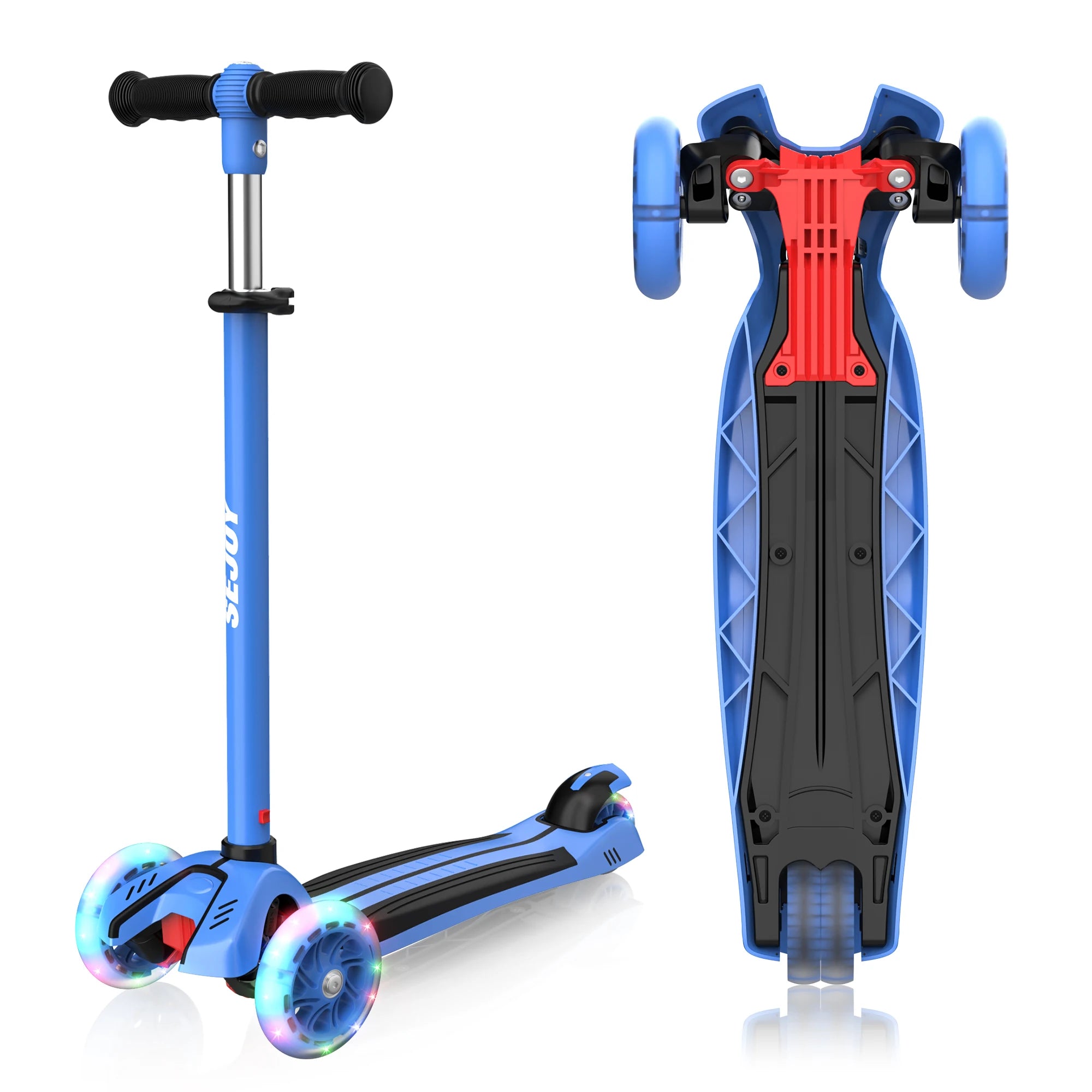 SEJOY Foldable Children Scooter Adjustable Height Kick  3 Wheel Scooter with Flash Wheels  Scooter for 3-12 Year Kids Gift