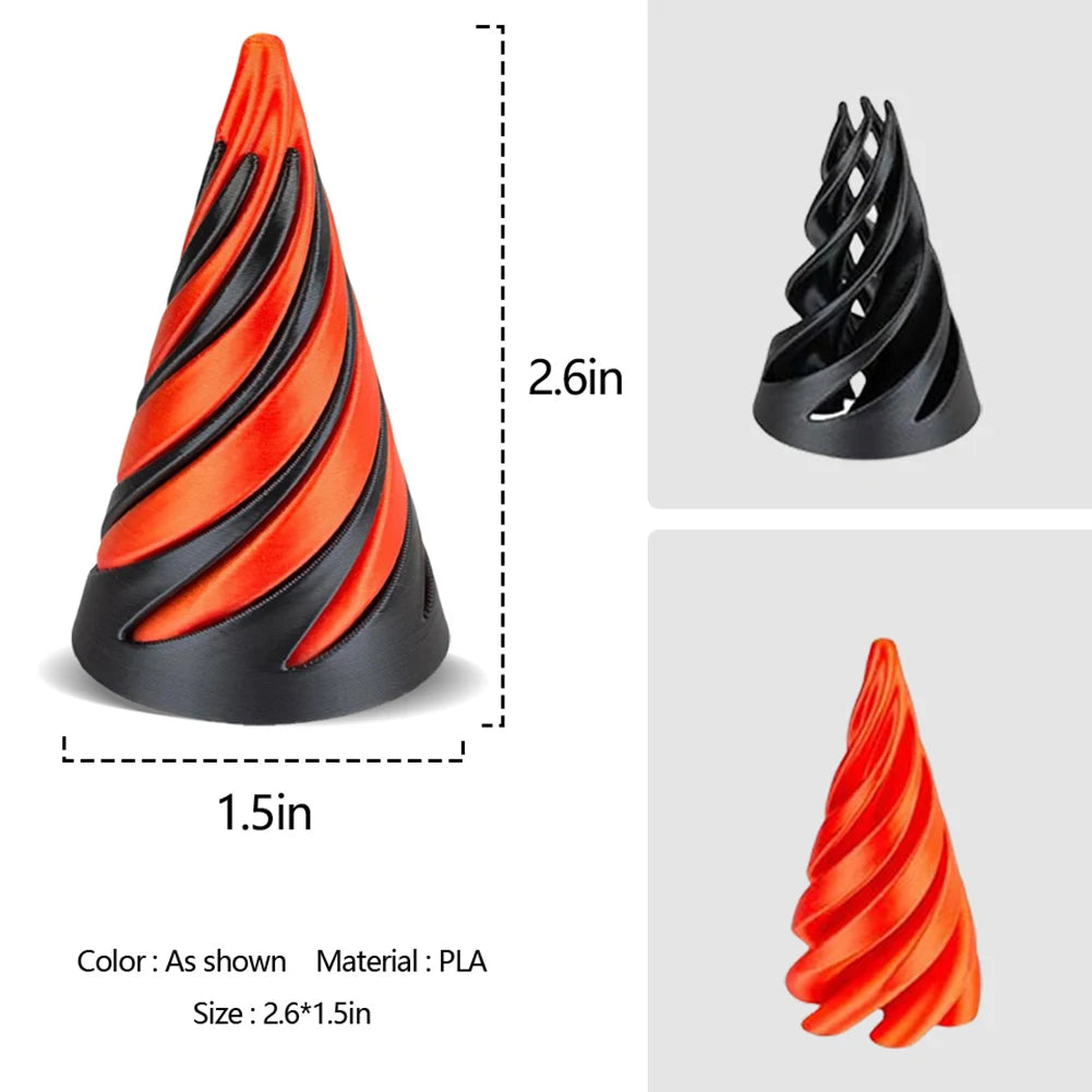 3D Printed Spiral Cone Toy Fidget Toy Impossible Pyramid Passthrough Sculpture Mini Vortex Thread Illusion for Kids and Adults