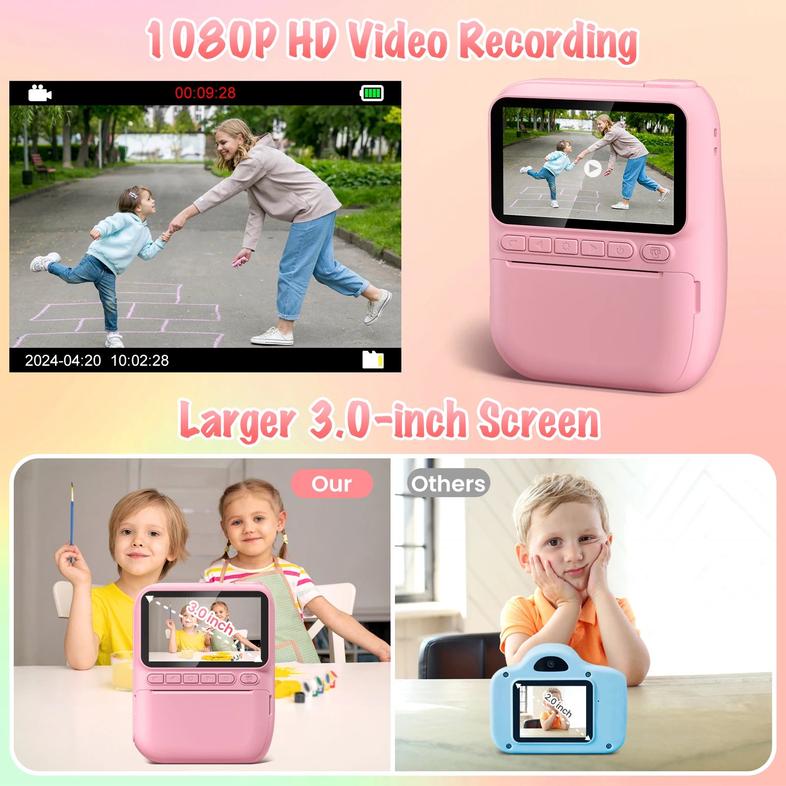 Instant Print Camera for Kids, 3.0