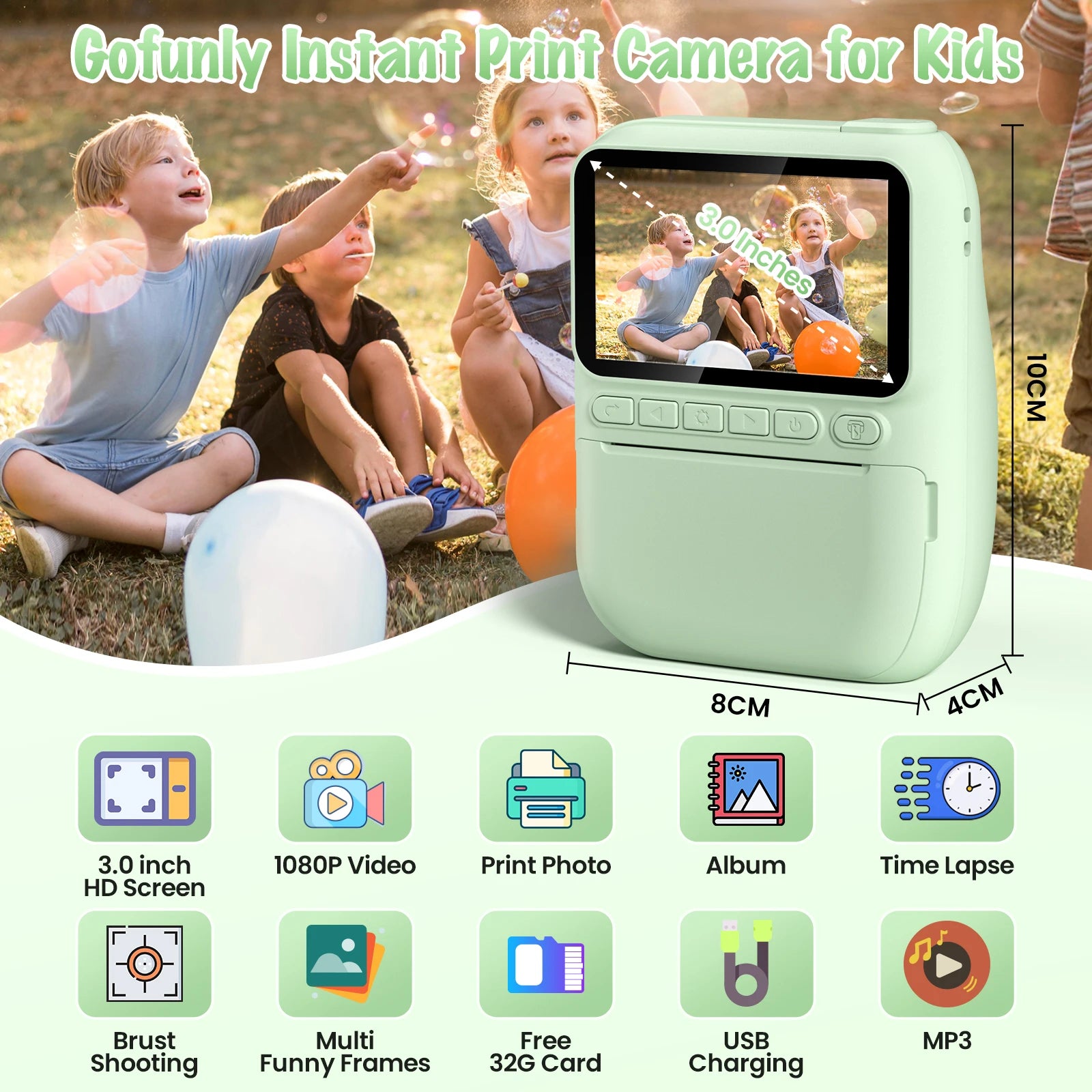 Gofunly Kids Instant Print Camera 3.0