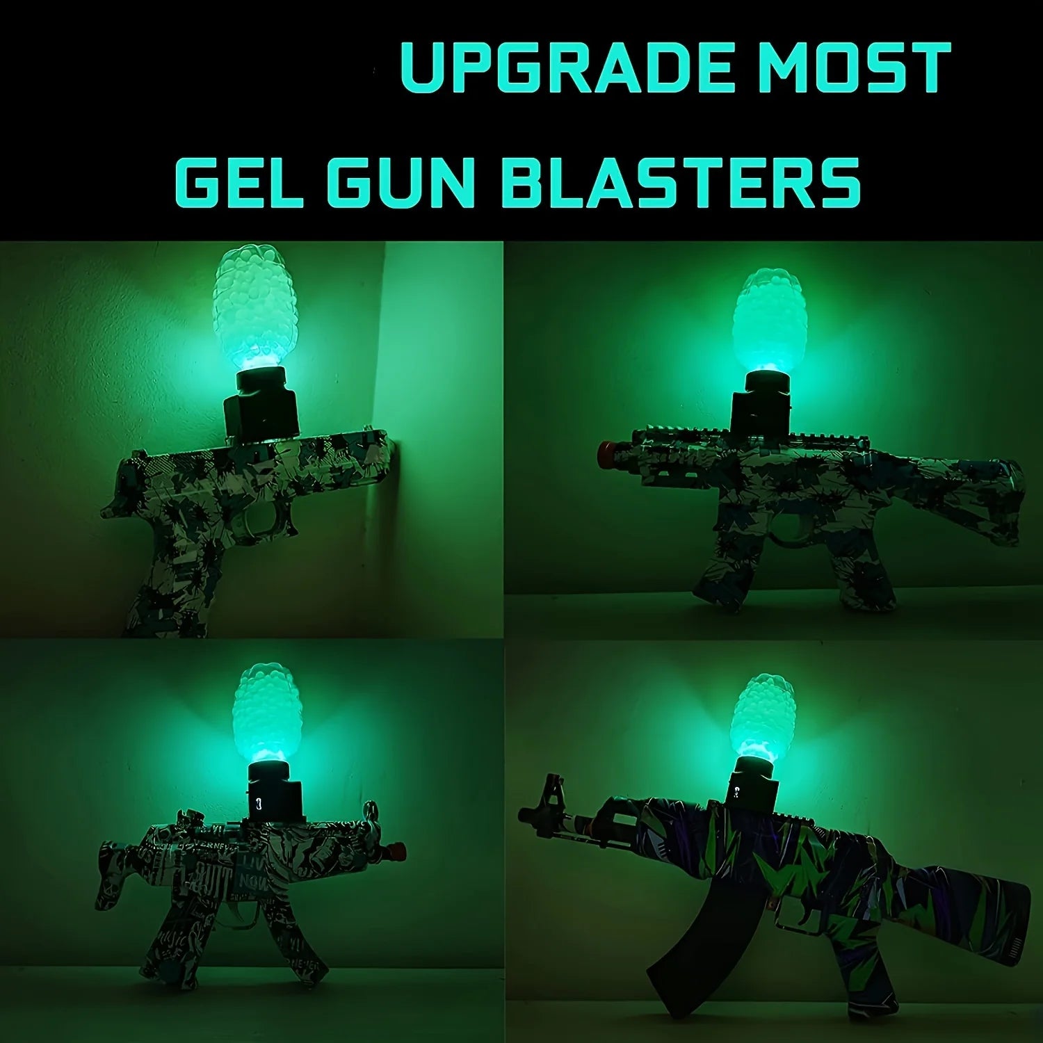 Glow In The Dark UV LED Feedneck To Light Up Blaster Ammo, To Upgrade Splatter Blaster Night Outdoor Game, Light Up Ammo Holder