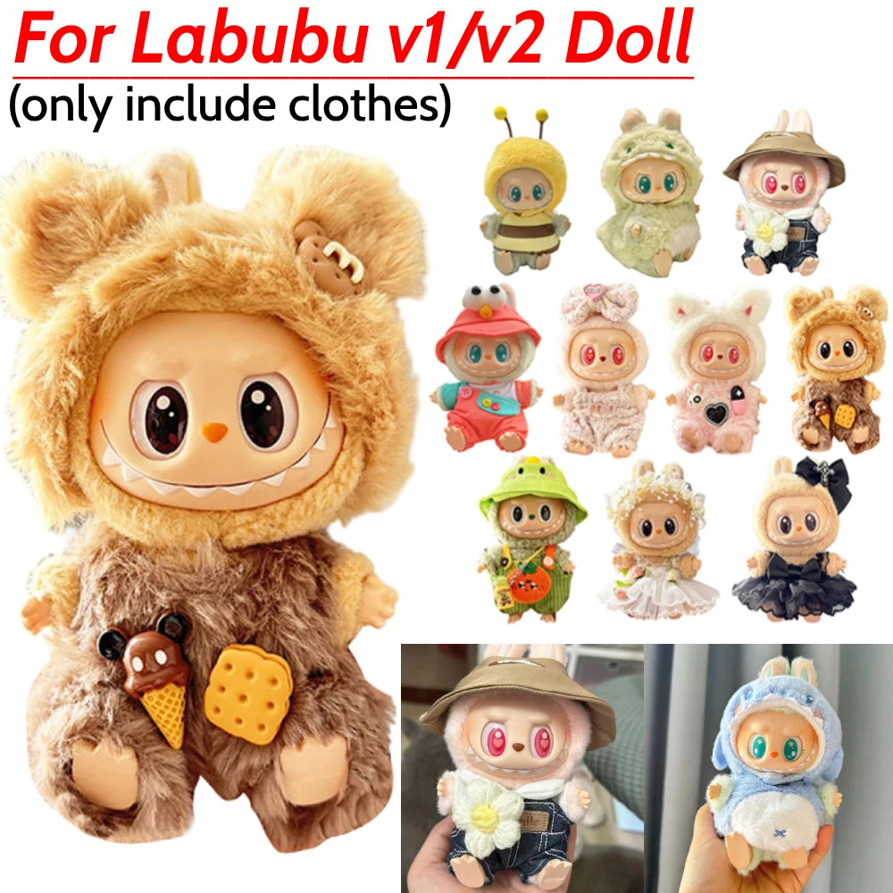 Mini Labubu Clothes Plush Doll Clothes Kawaii Doll Clothes Plush Doll Changing Clothes Dolll Clothes Suit Dolls Accessories Gift