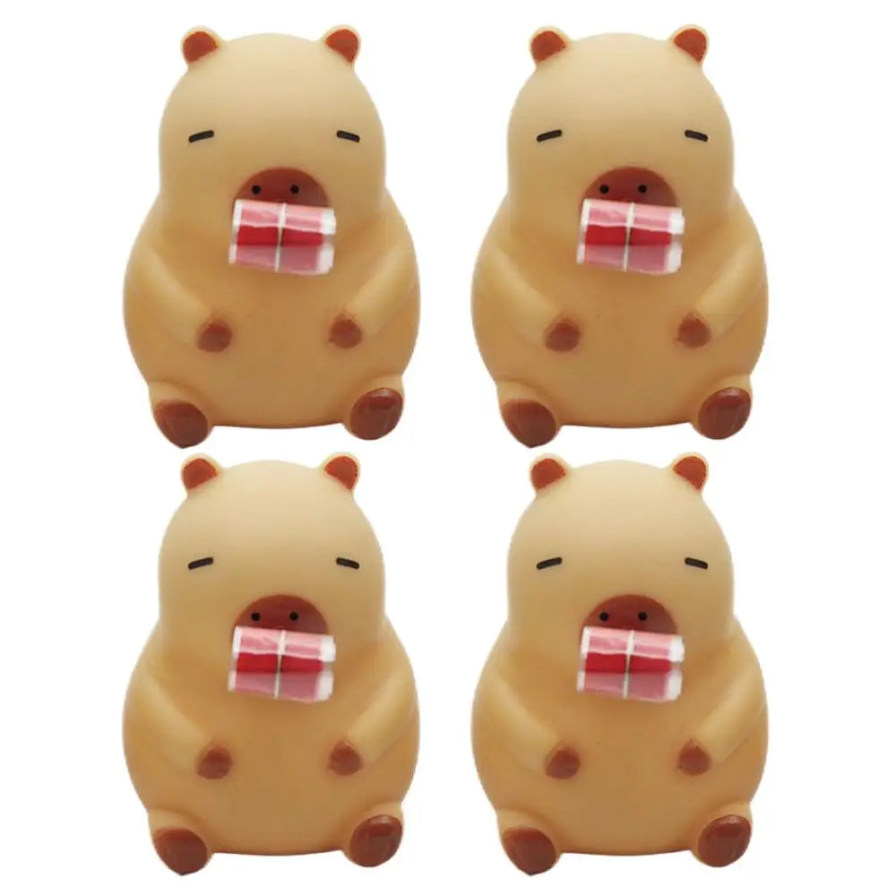 4pcs capybara squeeze toy sticking out tongue capybara Squish Toy Funny  Tongue Sticking Out Capybara Sensory Stress relief toys