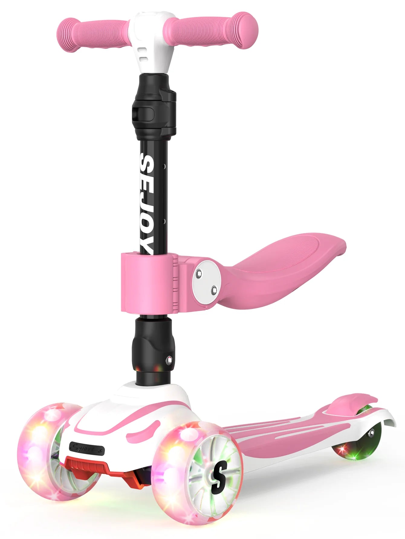 Sejoy Kid Kick Scooter Three Wheel with LED Flashing 3-in-1 Lightweight Children's Foot Scooters Height Adjustable