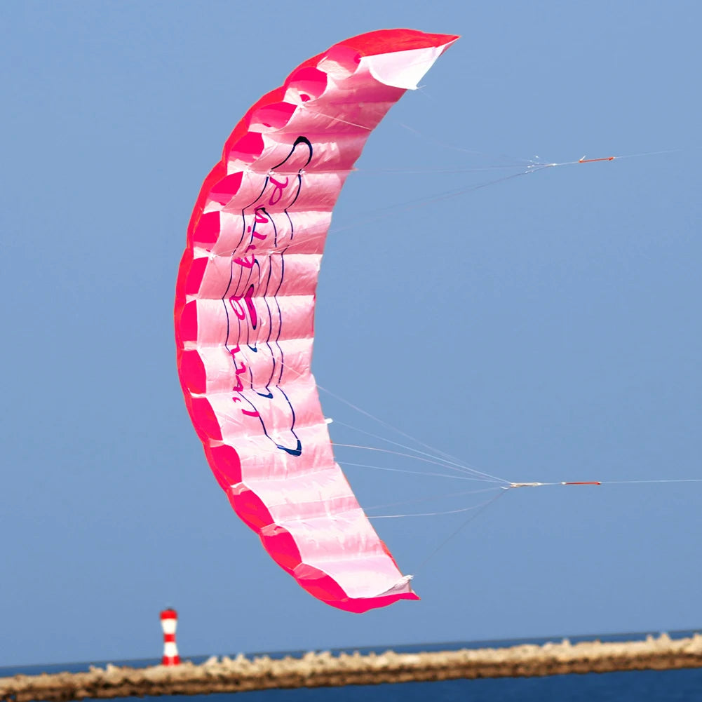 Dual Line Stunt Parafoil Parachute Professional Large 1.4m Flying Kites with 2 Handle for Beach Outdoor Fun for Adults Children