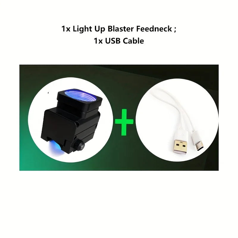 Glow In The Dark UV LED Feedneck To Light Up Blaster Ammo, To Upgrade Splatter Blaster Night Outdoor Game, Light Up Ammo Holder