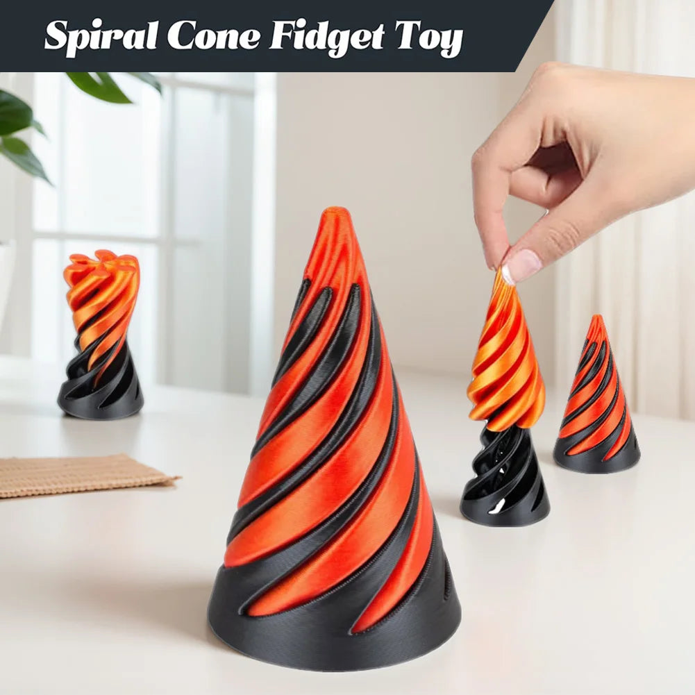 3D Printed Spiral Cone Toy Fidget Toy Impossible Pyramid Passthrough Sculpture Mini Vortex Thread Illusion for Kids and Adults