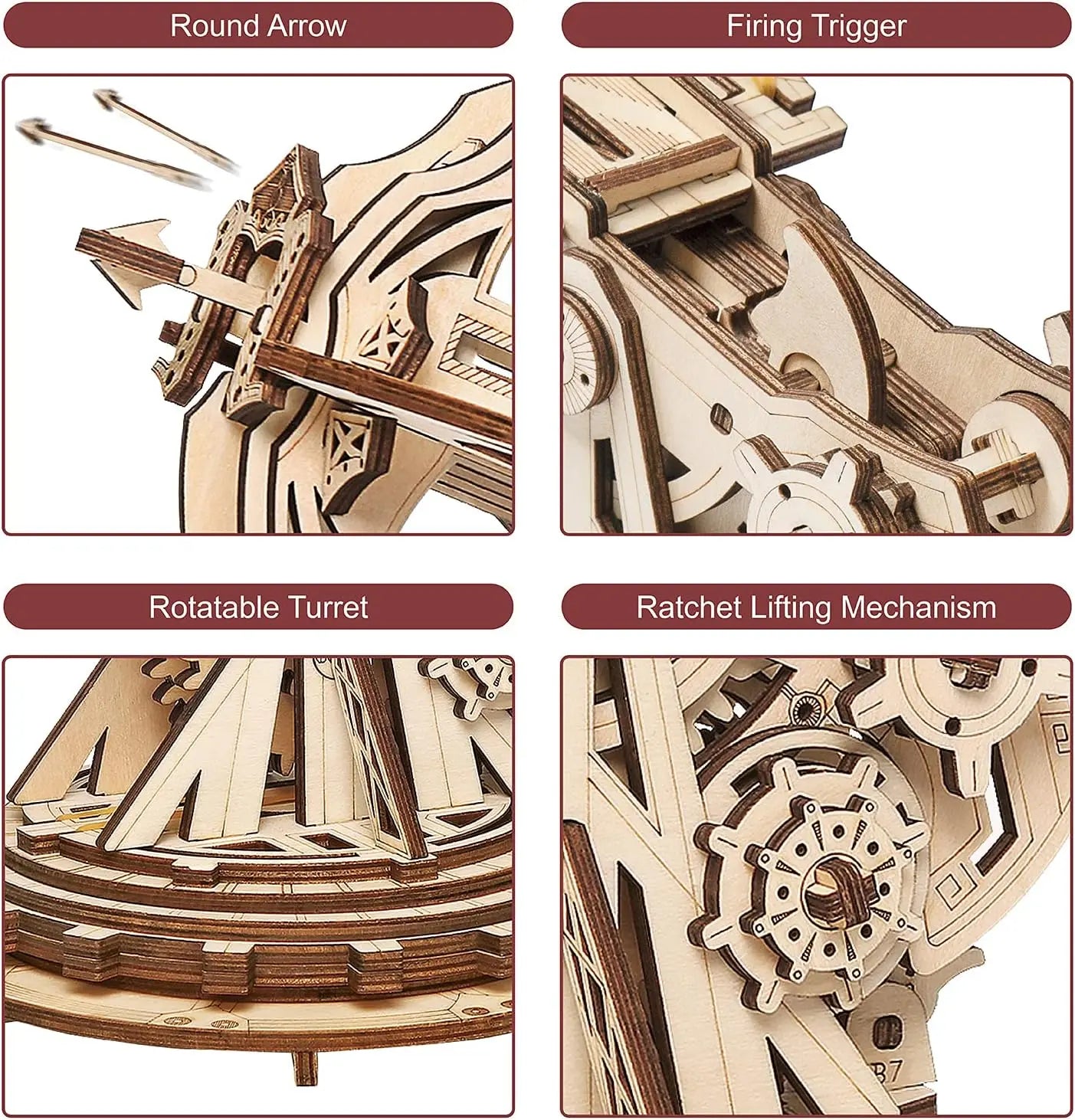 Robotime Rokr 3D Wooden Puzzle Wooden Model kit 142 Pieces Medieval Siege Toy Medieval Siege Toy Christmas gift